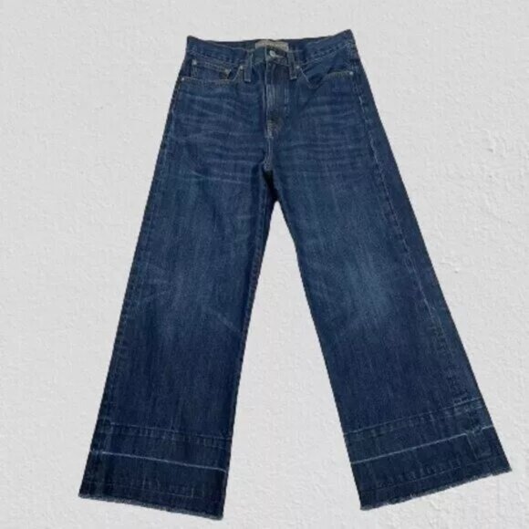 J. CREW Point Sur Womens Wide Leg High Waiste Crop Jeans Size 28 Indigo Blue - Picture 3 of 11